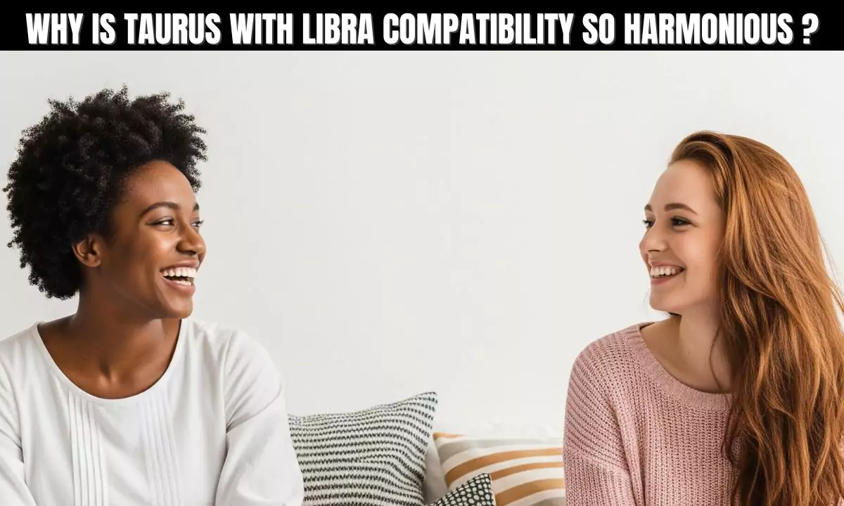 Illustration of Taurus and Libra zodiac signs in a harmonious embrace
