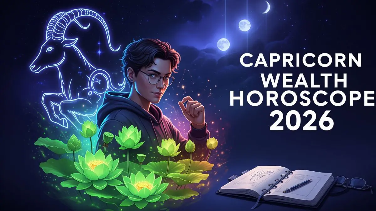 Capricorn Wealth Horoscope 2026 showing financial opportunities and growth trends for the year.